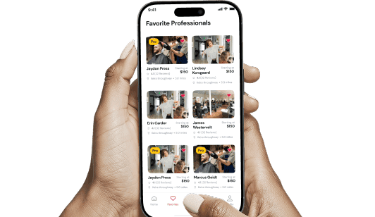 Hand holding phone with app