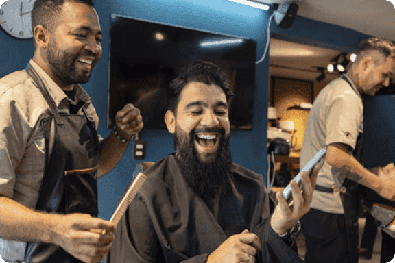 Barber cutting hair